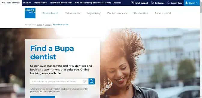 Bupa Dental Care Homepage